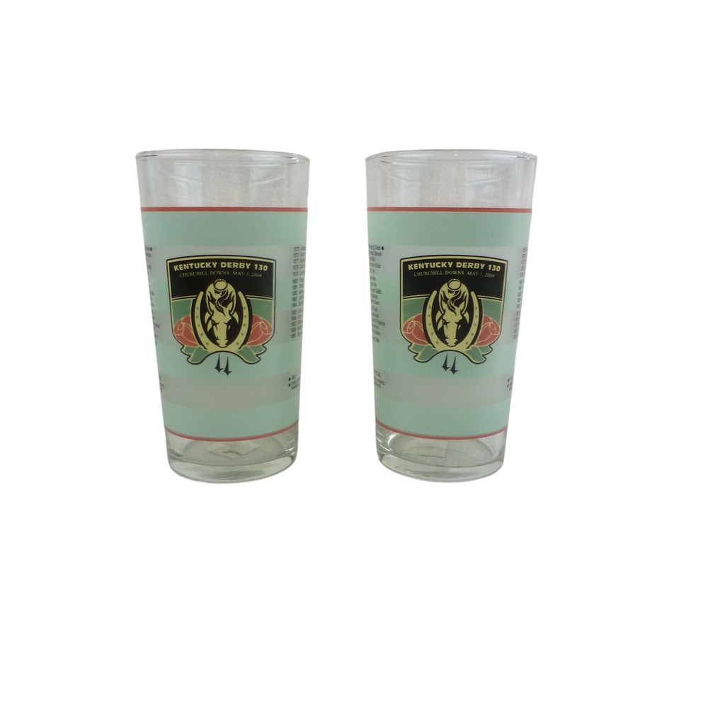 2004 Kentucky Derby 130 Mint Julep Glasses Churchill Downs Set of‎ 2 Collector
